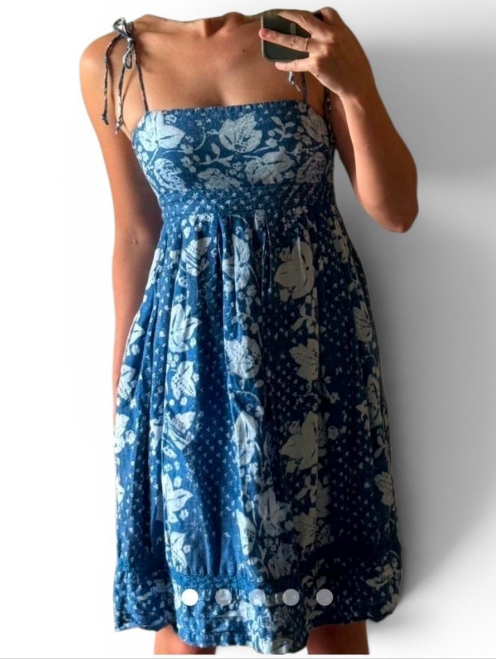GAP 100% LINEN Blue Fit & Flare Dress - Size 2